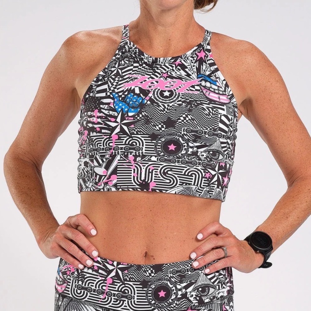 Zoot Womens LTD Run Crop American Rebel ZFR15021012 Patriotic Graphic Top S I09